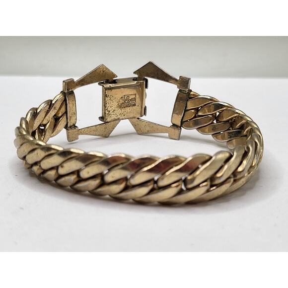 Vintage Coro Gold Tone Buckle Link Bracelet DES PAT PEND 1950s Chain Style - Picture 4 of 9